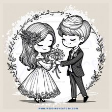 bride and groom in flower garland