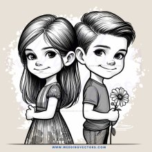 two children with flowers and smiles