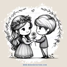 two people holding flowers and wearing crowns