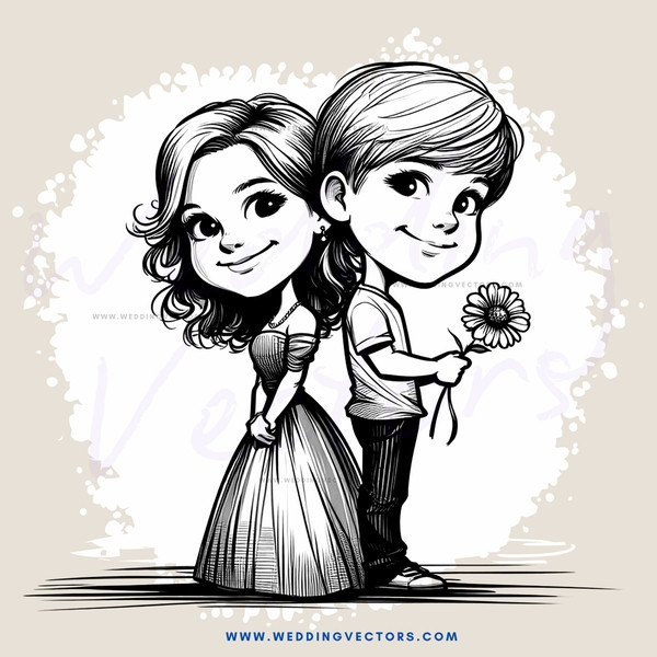 a boy and girl holding a flower