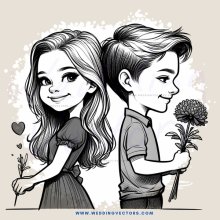 two smiling children with flowers and leaves