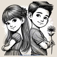 a boy and girl with flowers
