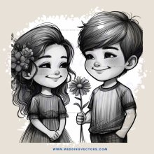 two children with flowers