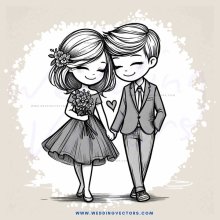 a couple holding hands and flowers