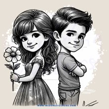 young couple posing with flowers and hands touched together