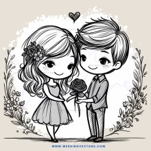boy and girl holding rose