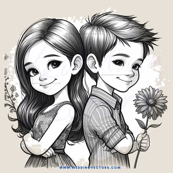 two kids holding flowers