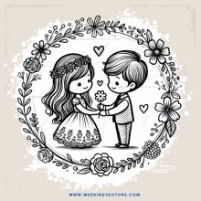 love story illustrations for wedding invitation card