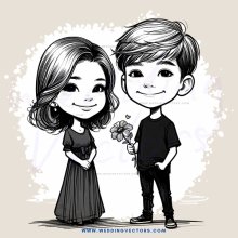 young couple holding flower together