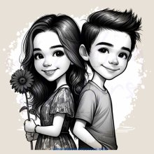 the boy and girl holding flowers