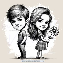 boy and girl with flowers