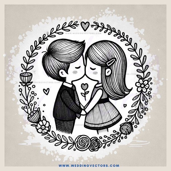 wedding clipart with flowers and leaves