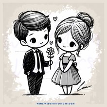 a boy and girl with flowers