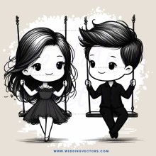 boy and girl on swing set