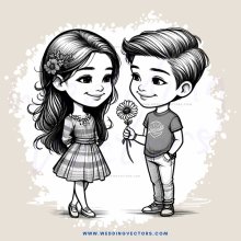 two children with flowers