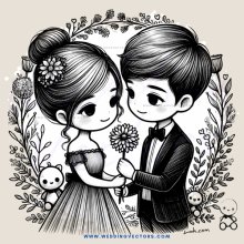 lovers kissing on a bouquet day
