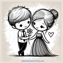 a boy and girl holding a flower together