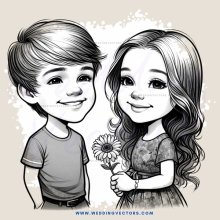 boy and girl with flower