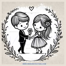 a couple holding a flower