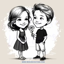 a boy and girl looking at each other