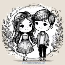 two cartoon people with flowers in their hair
