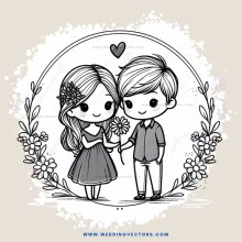 love story in flowers and leaves