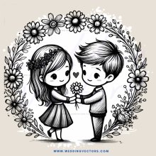two kids holding flowers and smiling