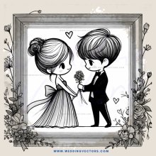 boy and girl in flowered frame