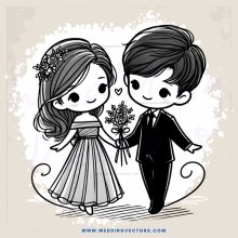 a couple holding flowers and smiling
