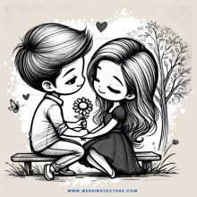 a boy and girl sitting on a bench