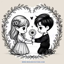 children hold flower, with black background and white flowers