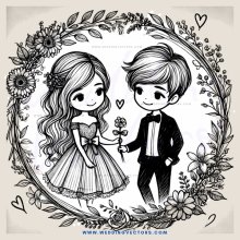 a boy and girl in wedding dresses