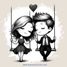 two people swinging on swings with hearts and lines