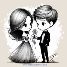 a man and woman with flowers