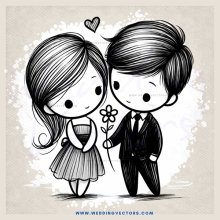 two people with flowers and hearts