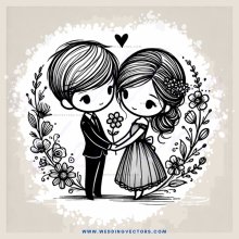 a couple holding flowers and posing for a picture