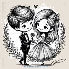 a couple exchanging flowers