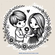 a boy and girl holding flowers together