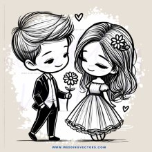 a couple exchanging flowers