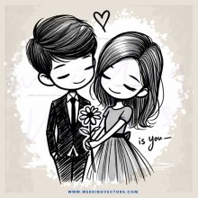 a boy and girl holding flowers