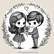 two people holding flowers in a halo