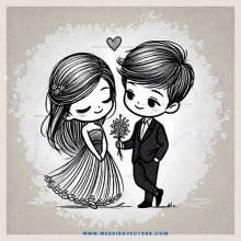 a boy and girl shaking hands over flowers
