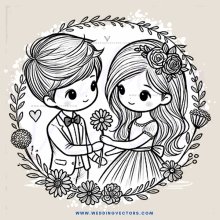 cartoon couple embracing each other