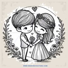 an illustrated wedding portrait