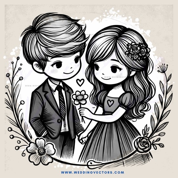 a boy and girl with hearts in their hands