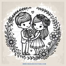 a couple sharing a moment with flowers and leaves