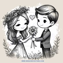 a couple holding hands and flowers
