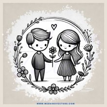 a couple holding hands and flowers