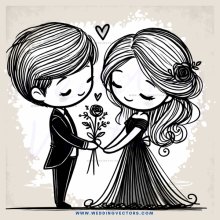 a couple holding flowers and each other