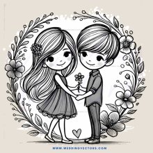 a girl and boy holding flowers together